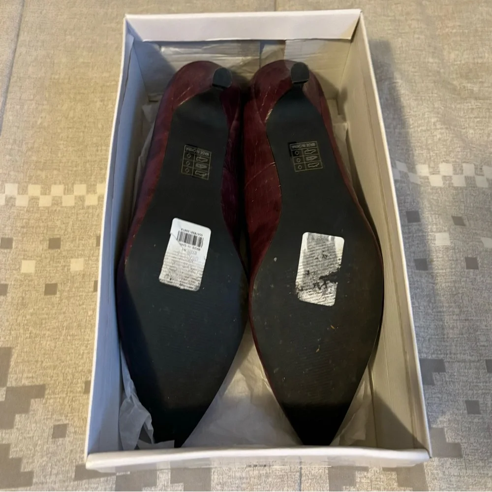 Long Tall Sally Burgundy Maci Croc Court Heel - Picture 4 of 4